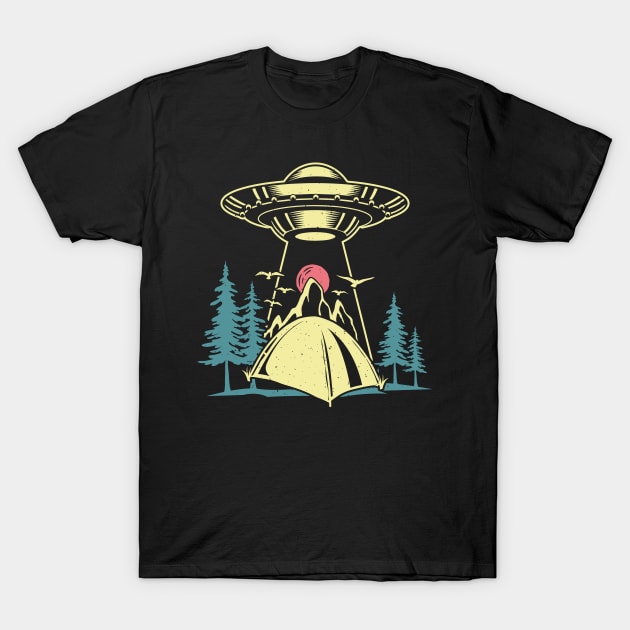 Alien Ufo Camping T-Shirt by Dylante